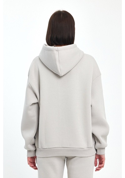 Odda Kadın Kapüşonlu Şardonlu Sweatshirt Gri