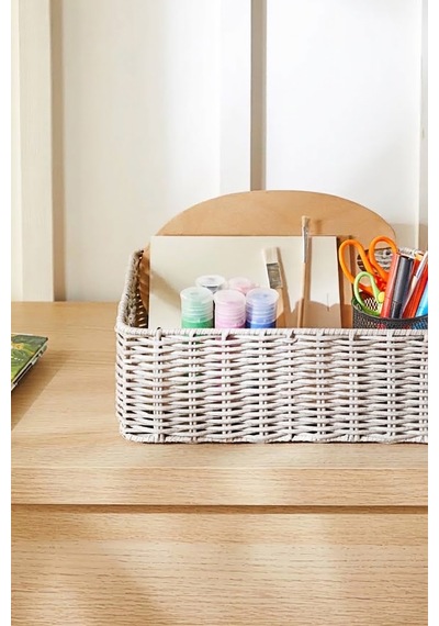 Ocean Home Textile Çocuk Odası Yıkanabilir Gri Pp Rattan Sepet 33 X 23 X 11 Cm
