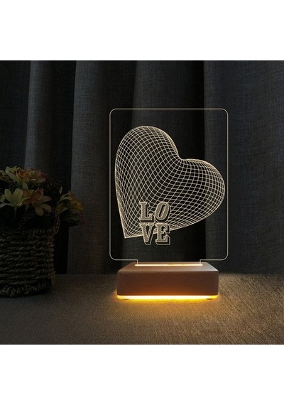 Kalp Love Tasarım 3D Led Gece Lambası Aşk Sevgili Hediyesi