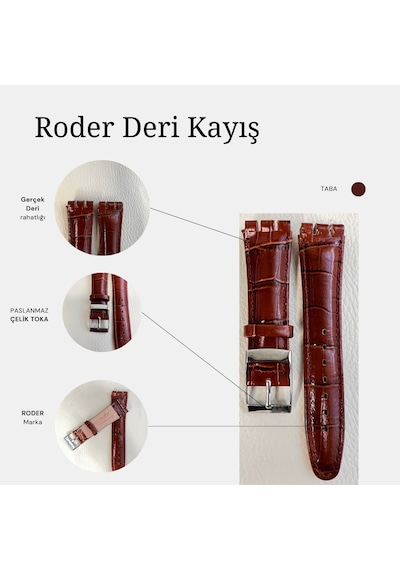 Swatch Deri Kayış - Taba - 19mm Şeffaf