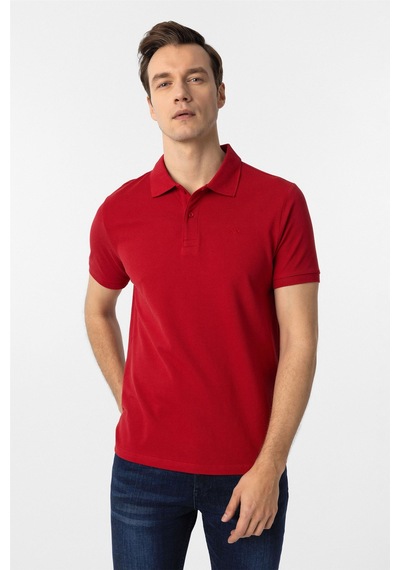 Süvari Kırmızı Slim Fit Düz Polo Yaka Tişört Kırmızı