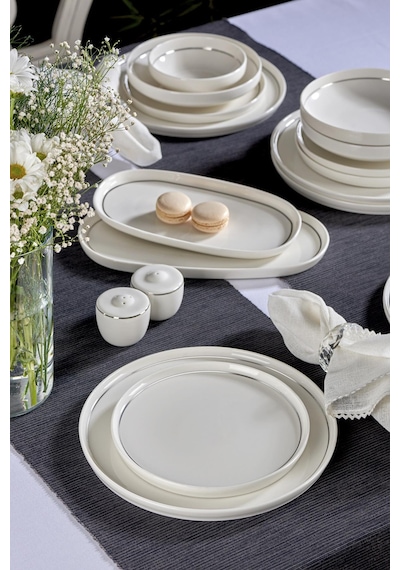 Neva N3456 Velvet Platin 28 Parça Yaldızlı Porselen Yemek Takımı