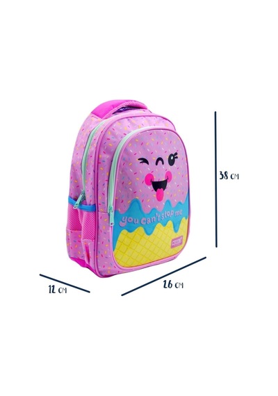 2 Bölmeli Pink Ice Cream Okul Sırt Çantası Ve Beslenme Çantası Çok Renkli