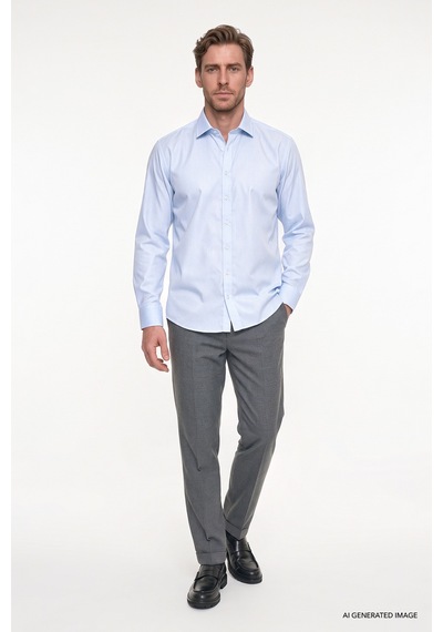 Ac&co Erkek Acık Mavı Non-ıron Ütü Gerektirmeyen %100 Pamuk Slim Fit Dar Kesim Klasik Yaka Gömlek