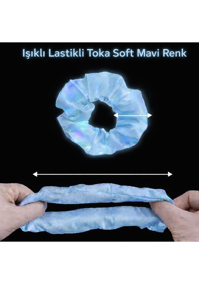 Soft Mavi Renk Led Işıklı Lastikli Saç Tokası - 3 Modlu Festival Parti Saç Tokası