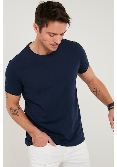 Buratti Bisiklet Yaka % 100 Pamuk Regular Fit Basic Erkek T Shirt 59020001 Indigo
