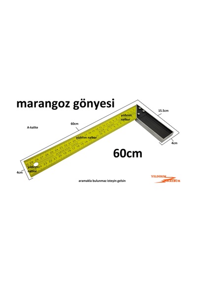 Marangoz Gönye 60cm Cetvel Köşe Büyük Boy Altmışlık