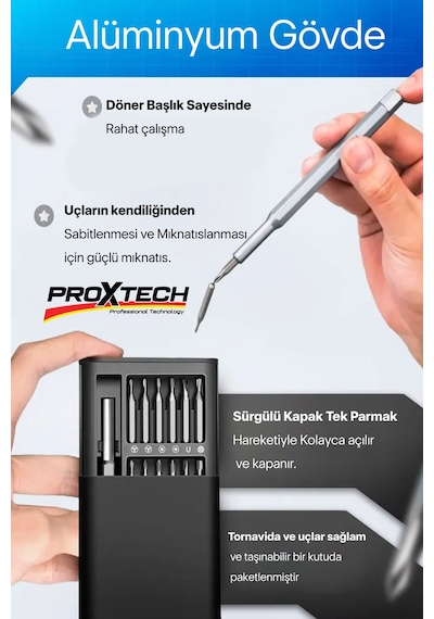 25 Parça Çelik Hassas Mekanik Mıknatıslı Bits Tornavida,saatçi Tornavidası, Yıldız, Düz, Torx Takım