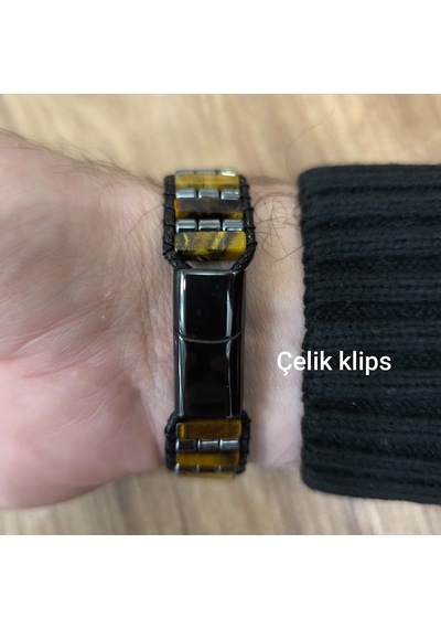 Kaplan Gözü & Hematit Doğaltaş Bileklik Kahverengi