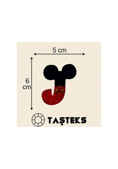Taşlı Ütülenebilen Veya Sticker Olarak Kullanılabilen ' Mickey J ' Harfi