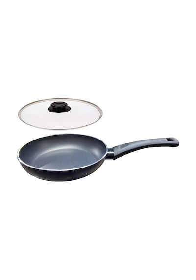 Mehtap Teflon Tava 28 Cm İndüksiyon Tabanlı Lacivert Renk Cam Kapaklı