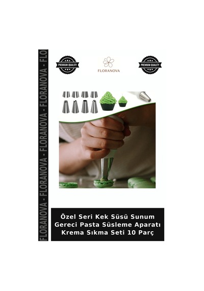 Özel Seri Kek Süsü Sunum Gereci Pasta Süsleme Aparatı Krema Sıkma Seti 10 Parç Çok Renkli
