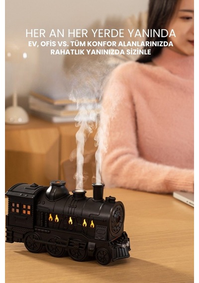 Hava Nemlendirici Tren Görünümlü Gece Lambası Koku Dağıtıcı Relax Aromaterapi Difüzör