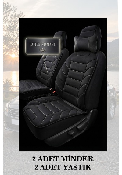 Renault Clio 3 2010 Uyumlu Lüks Siyah Renk Premium 2 Adet Minder Ve Yastık