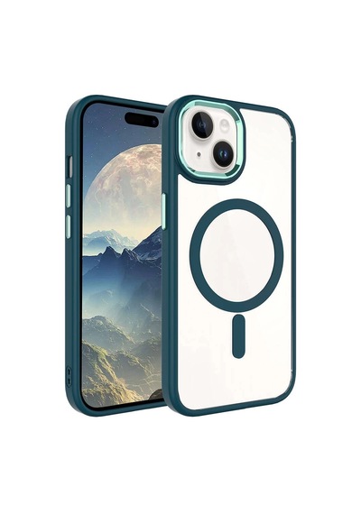 Apple Uyumlu  iPhone 15 Kılıf Wireless Şarj Özellikli Zore Krom M-safe Silikon Kapak