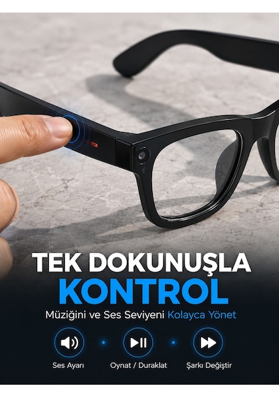 Siyah Aı Destekli Akıllı Gözlük Dahili Kameralı Çoklu Dil Çeviri Bluetooth Müzik Ve Arama Özellikli - Lisinya
