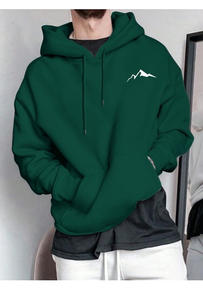 Uyguntarz Unisex Minimal Dag Baskılı Oversize Sweatshirt Yeşil