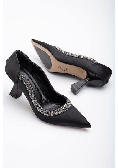 Dilimler Ayakkabı Saten Kalın Sıra Taşlı Siyah Kadın Kadeh Topuk Stiletto-2535-sıyah Siyah Dilimler Ayakkabı Saten Kalın Sıra Taşlı Siyah Kadın Kadeh Topuk Stiletto-2535-sıyah Siyah