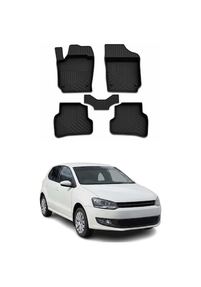 Volkswagen Polo 5 2009-2017 Uyumlu 4d Havuzlu Paspas Kauçuk Siyah 5 Parça