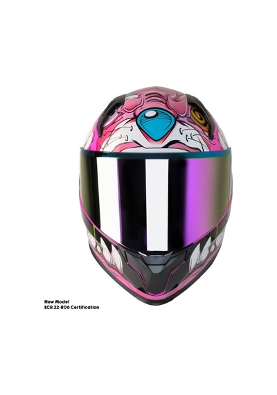Mts 22.R06 Sertifikalı Güneş Vizörlü Fiber Kask Full Face Motorsiklet Kaskı Pembe