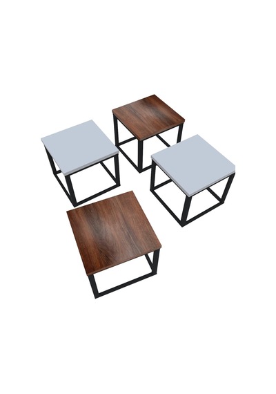 4'lü Kare Orta Sehpa Seti 88x88x40,7 Cm 28 Mm Tabla, Masif Ahşap Ayak Gri / Ceviz Gri+ceviz Gri+ceviz 4'lü Kare Orta Sehpa Seti 88x88x40,7 Cm 28 Mm Tabla, Masif Ahşap Ayak Gri / Ceviz Gri+ceviz Gri+ceviz
