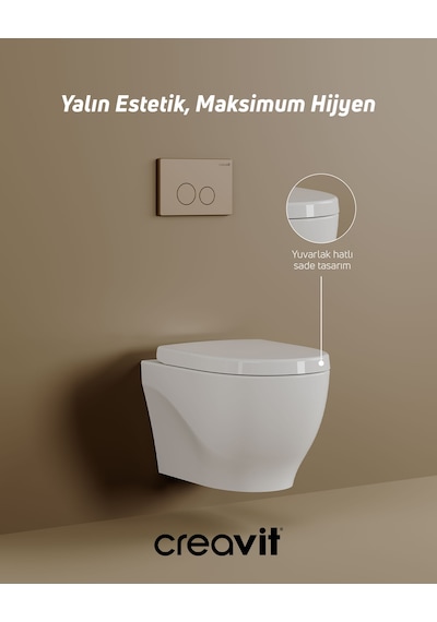 Creavit Mare Rim-off Asma Klozet V Duroplast Kapak Set Beyaz