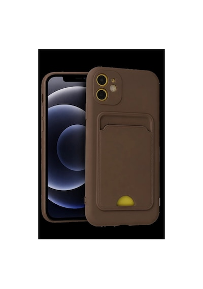 Apple iPhone Uyumlu 11 Kılıf Kelvin Kartvizitli Silikon - Kahverengi Ym919702