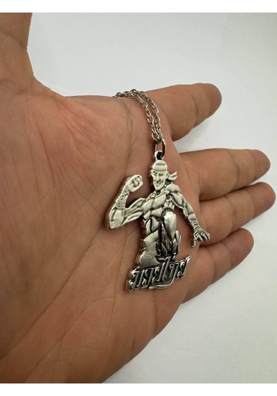 Maskeli Muay Thai Dövüşçü Güç Ve Kararlılık Sembolü Unisex Kolye 60 Cm Zincirli Çok renkli