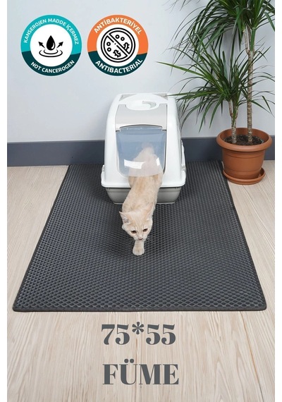 Kedi Tuvalet Önü Paspası Kedi Kumu Paspası Kedi Matıdır. Koyu Gri