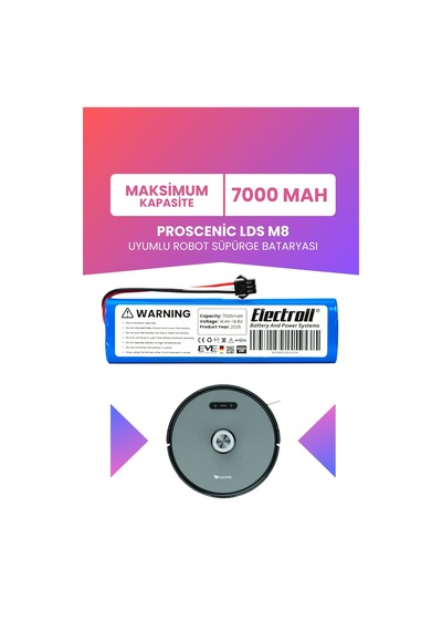 Proscenic Lds M8 Uyumlu Batarya Maksimum Kapasite 7000mah Pil Robot Süpürge Bataryası Değişimi