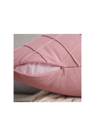 1 Adet Çima Kapitoneli Dekoratif Kırlent Kılıfı Pembe Pembe