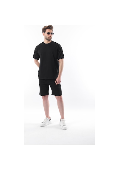 Madmext Siyah Basic Erkek Şort T-shirt Takımı E7307 Siyah