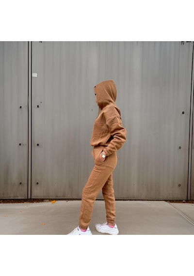 Ceyss Design Oversize İki İplik Şardonlu Beli Lastikli Kadın Eşofman Takımı-açık Kahverengi Açık Kahverengi