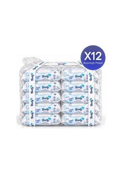 Biolly Cream Care Kremli Islak Mendil 100 Yaprak 12'li Paket 12'li Set