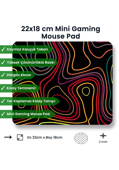 Colored Topography Map 22x18cm Mp372218 İlyuka Mini Boy Mousepad