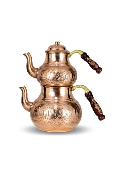 Işlemeli Keski Kırmızı Bakır Çaydanlık