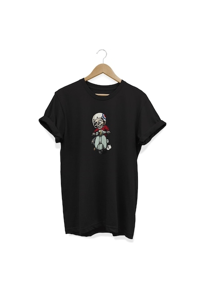 Motor Baskılı Siyah T-shirt Siyah