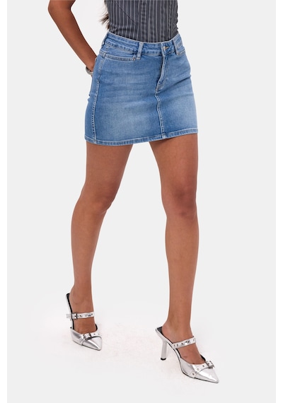 it's basic Kadın Mavi 2s6-4 Straight Mini Esnek Kumaş Denim Etek