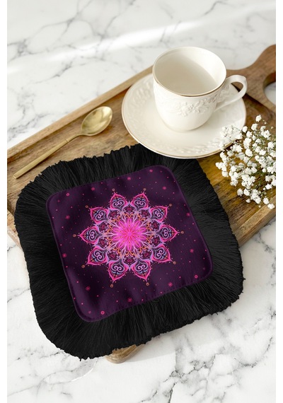 Mandala Motifli Saçaklı Dekor Peçetesi - Bohem Enerjik Mor Siyah Püsküllü Bardak Altlığı Mendil Okyanus Koyu Taba Mandala Motifli Saçaklı Dekor Peçetesi - Bohem Enerjik Mor Siyah Püsküllü Bardak Altlığı Mendil Okyanus Koyu Taba
