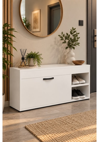 Sulorahome Beyaz Ayakkabılık Dolabı 90 Cm