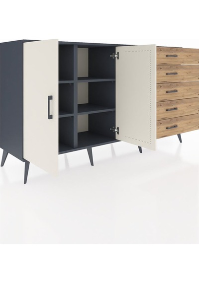 Hyperion Konsol 4 Raflı 5 Çekmeceli 2 Kapaklı 176x44x99 Antrasit-aytaşı/çam Antrasıt/aytası - Antrasıt Hyperion Konsol 4 Raflı 5 Çekmeceli 2 Kapaklı 176x44x99 Antrasit-aytaşı/çam Antrasıt/aytası - Antrasıt