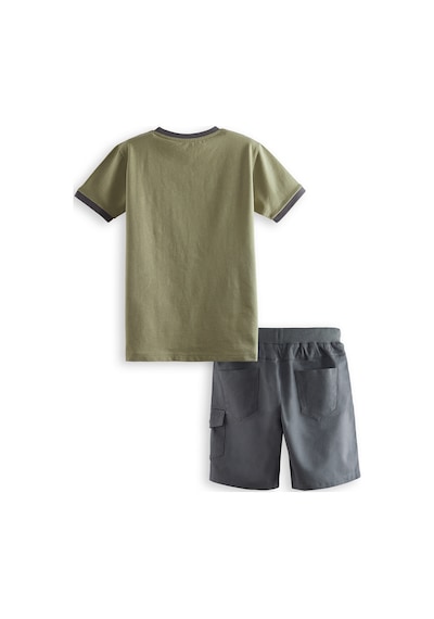 Denokids Explore Erkek Çocuk T-shirt Gabardin Şort Takım Renkli Çok Renkli