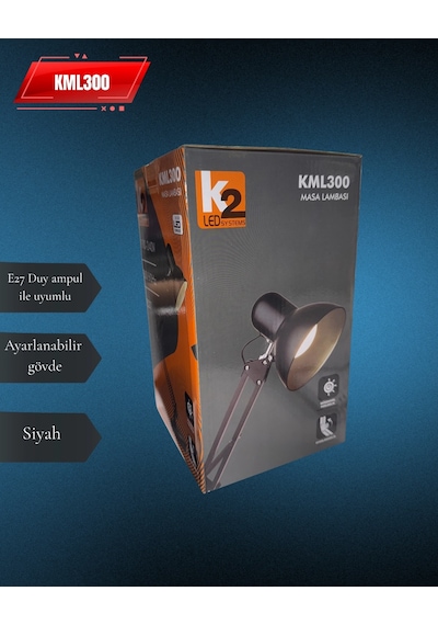 K2 Kml300 Masa Lambası Siyah E27duy
