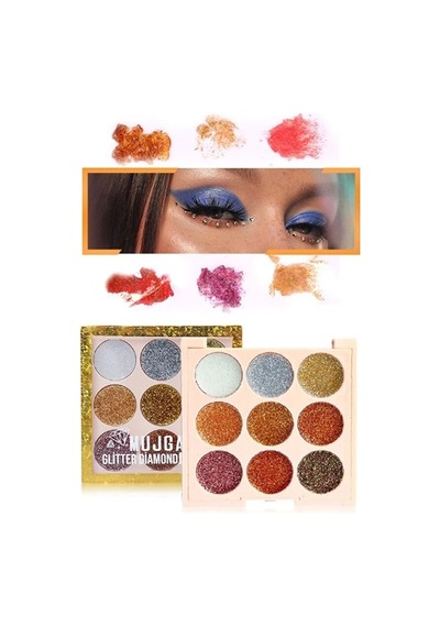 9 Renk Glitter Diamond Far Paleti - 2'li Set Mavi