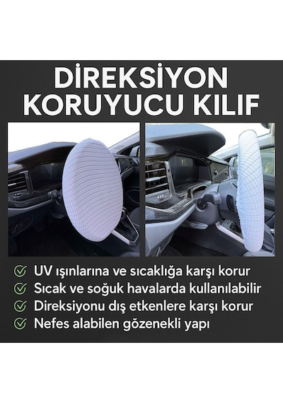 Mini Cooper İle Uyumlu Direksiyon Koruyucu Kılıf Uv, Toz, Isı Koruma 36-42 Cm Diğer