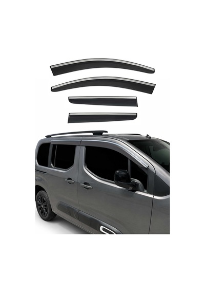 Fiat Doblo 2023+ Uyumlu Araca Özel Chrome Style Akrilik Cam Rüzgarlığı Koyu Duman 4 Parça