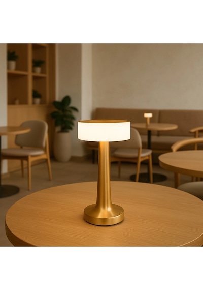 Gold Silindir Şarjlı Masa Lambası Modern Dekoratif Led Kablosuz Metal Abajur Modeli Altın
