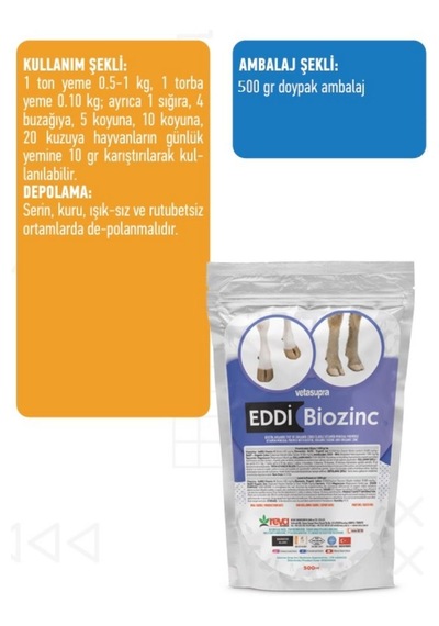 Vetasupra Eddi Biozinc 500 Gr. İyot Takviyeli Tırnak Bakım Yem Katkısı 24 Adet