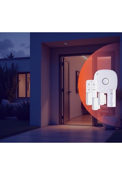 Akıllı Pratik Alarm Seti Akıllı Alarm, Akıllı Kapı Pencere Sensörü, Akıllı Hareket Sensörü, Kumanda, Yüks
