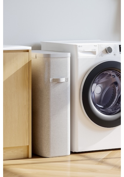 Paloma 40l Tek Yıkanabilir Bölmeli Katlanabilir Kumaş Kirli Çamaşır Sepeti Light Gray